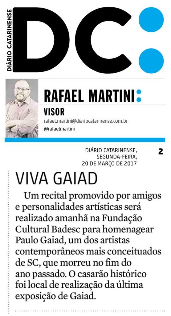 20.03 Recital Paulo Gaiad Diário Catarinense