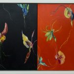 Flores de Santo Amaro [díptico], Fernando Lindote, 2019. Óleo sobre tela, 106x56cm.