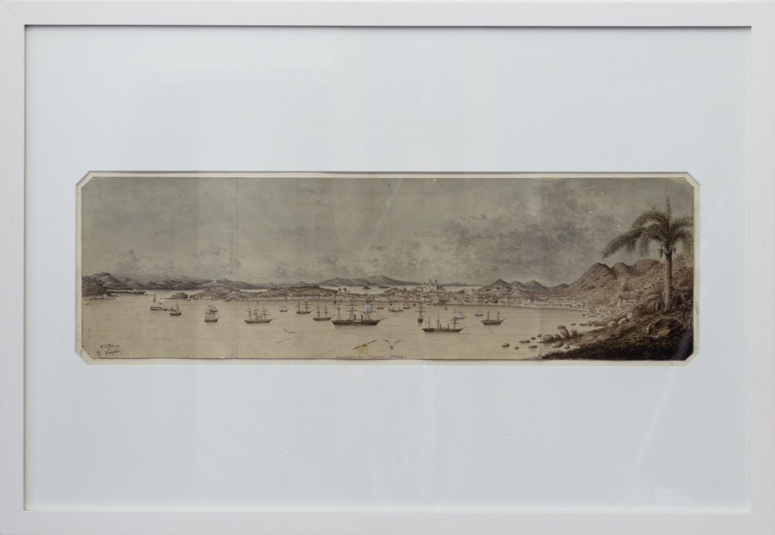N.S. do Desterro – Insel Sta. Catharina, Heinrich Kreplin, circa 1861. Lápis e aguada sobre papel, 69,5x48cm.