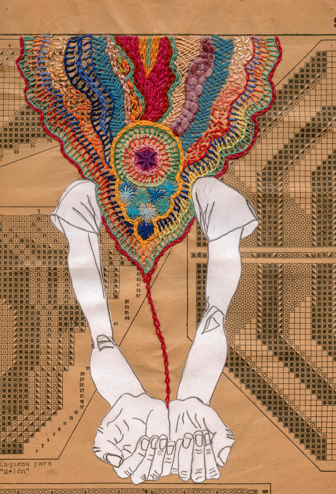 Funil, 2016. Desenho bordado sobre papel, 29,7x21cm. Fonte: Itamara Ribeiro.