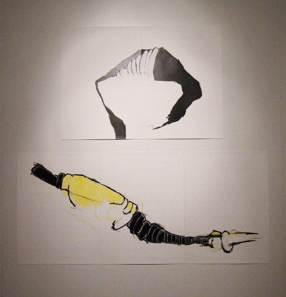 Sem títulos, 1998. Grafite, crayon, acrílica e carbono amarelo sobre papel.