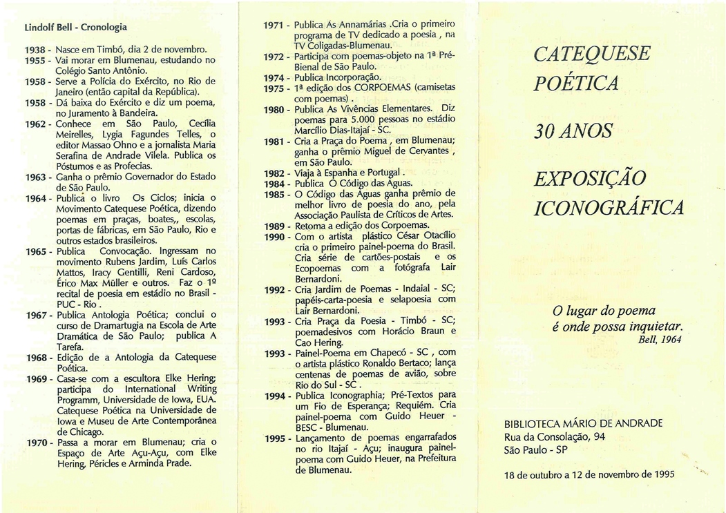 1995 10 18 CATEQUESE POÉTICA - 30 ANOS - EXPOSIÇÃO ICONOGRÁFICA parte 1
