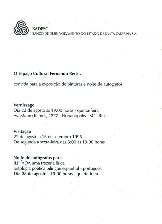 1996 08 28 EXPOSIÇÃO DE PINTURAS; ILHÍADA UMA TREZERNA LÍRICA parte 2