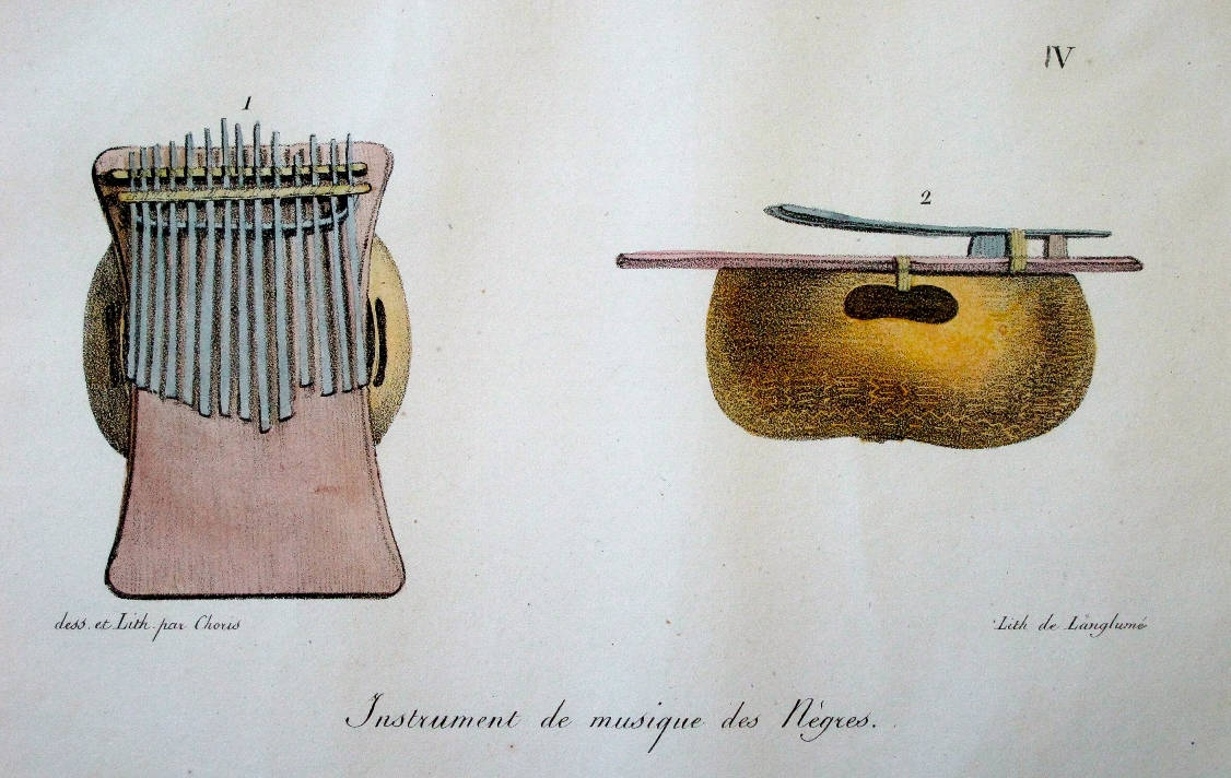 [25] Instrumentos musicais dos negros ["kalimba"], 1815. Louis Choris [1795-1828]. Coleção Catarina. Fonte Ylmar Corrêa Neto.