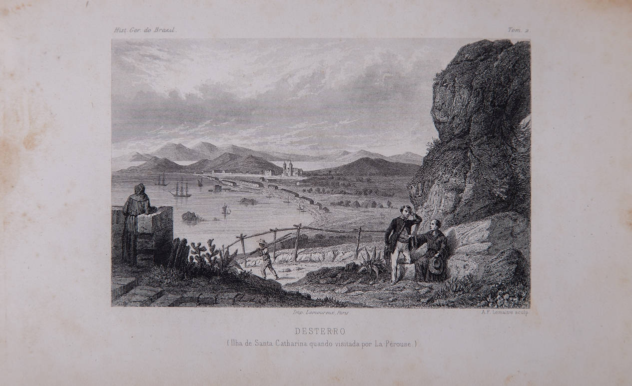 [41] Ilha de Santa Catarina quando visitada por La Perouse. Segundo Gaspar Duche de Vancy [1756-1788]. Coleção Catarina. Fonte Ylmar Corrêa Neto.