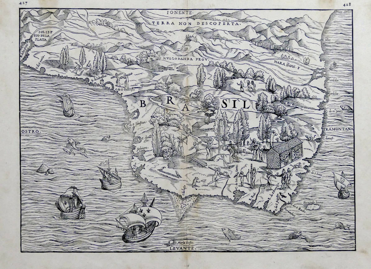 [47] Brasil, 1556. Giacomo Gastaldi [1500-1566]. Coleção Catarina. Fonte: Ylmar Corrêa Neto.