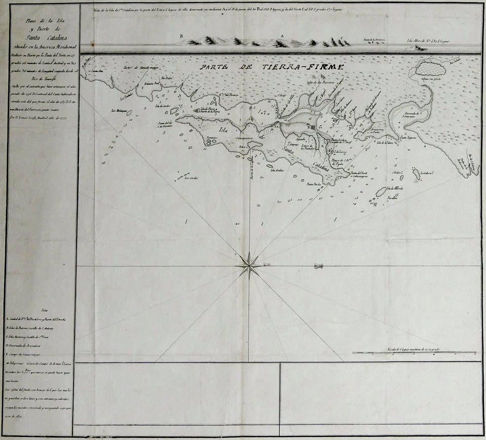 [54] Plano de la Isla y Puerto de Santa Catalina situado en la América Meridional, 1777.Coleção Catarina. Fonte: Ylmar Corrêa Neto.