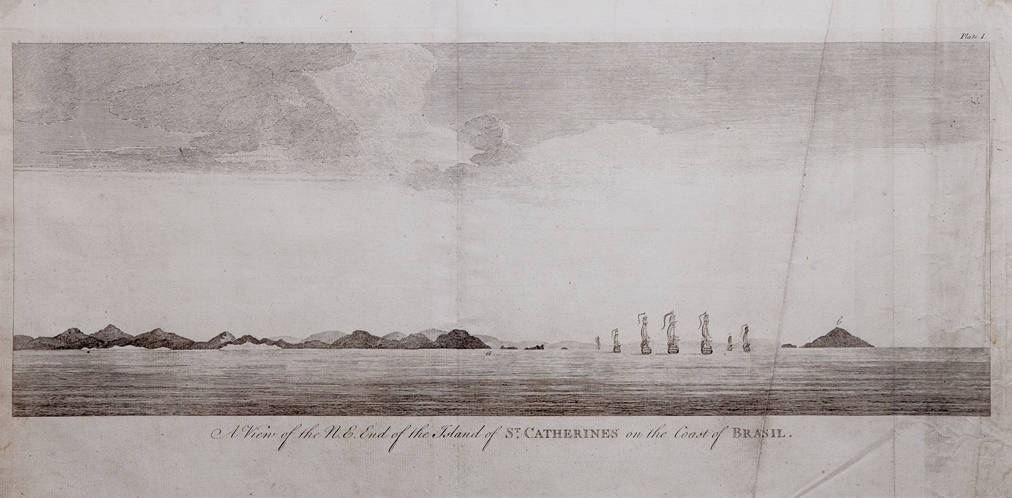 [60] A View of the N.E. End of the Island of St. Catherines on the Coast of Brasil, 1740. Coleção Catarina. Fonte: Ylmar Corrêa Neto.