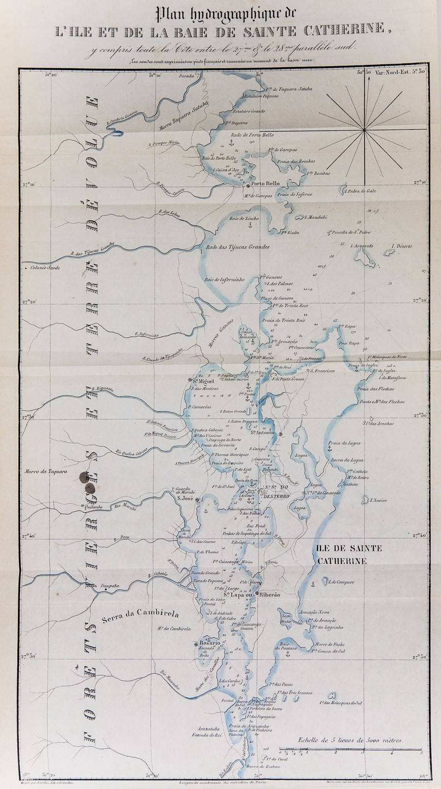 [69] Plan hydrographique de L’Ile et La Baie de Sainte Catherine, 1843. Coleção Catarina. Fonte: Ylmar Corrêa Neto.