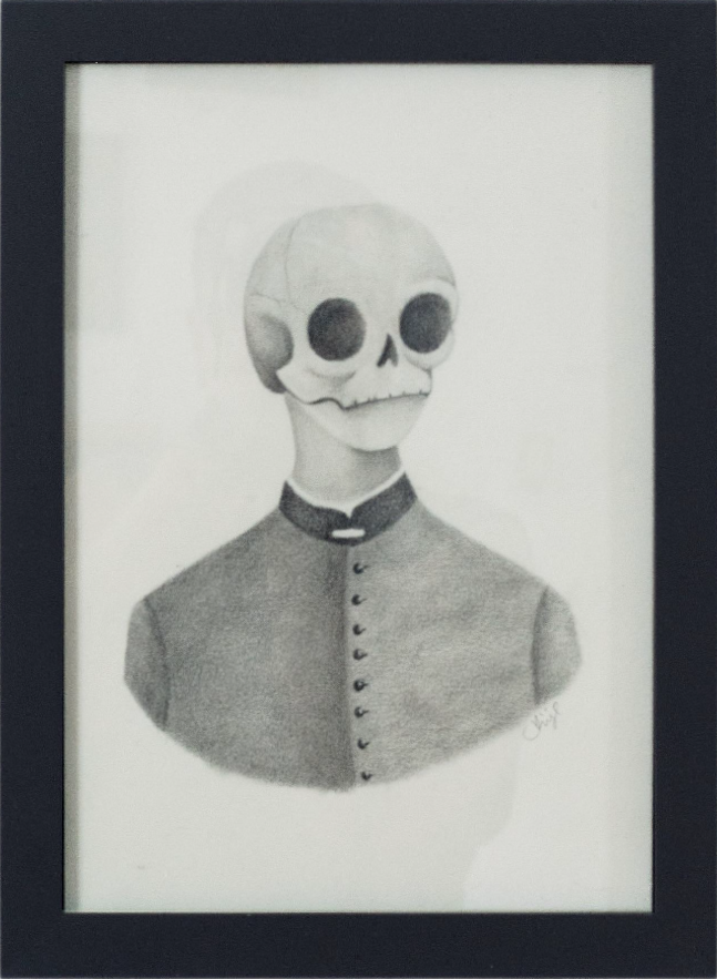 Retrato da Senhora Morte, ilustração a grafite, 2018. 29,7 x 21 cm. Fonte: Carol Krügel.