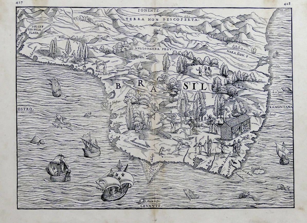 [45] Brasil, 1556. Giacomo Gastaldi [1500-1566]. Coleção Catarina. Fonte: Ylmar Corrêa Neto.