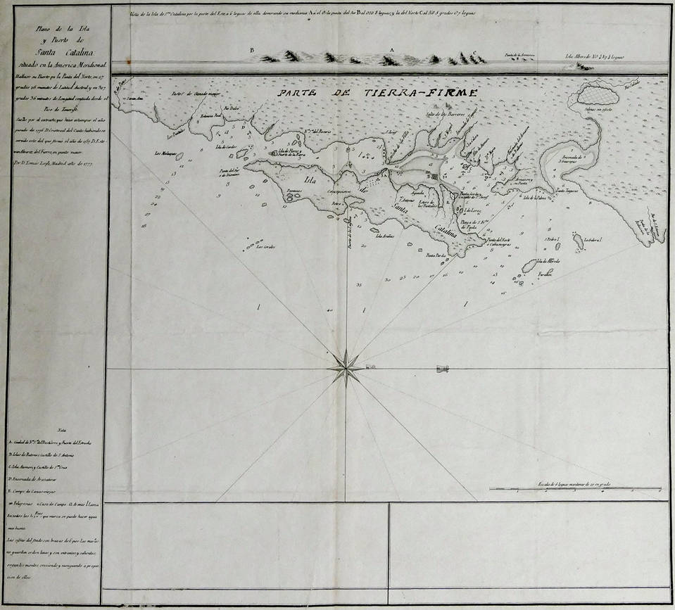 [52] Plano de la Isla y Puerto de Santa Catalina situado en la América Meridional, 1777.Coleção Catarina. Fonte: Ylmar Corrêa Neto.