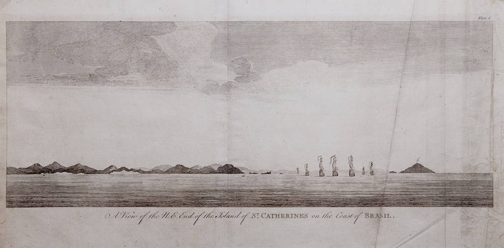 [59] A View of the N.E. End of the Island of St. Catherines on the Coast of Brasil, 1740. Coleção Catarina. Fonte: Ylmar Corrêa Neto.