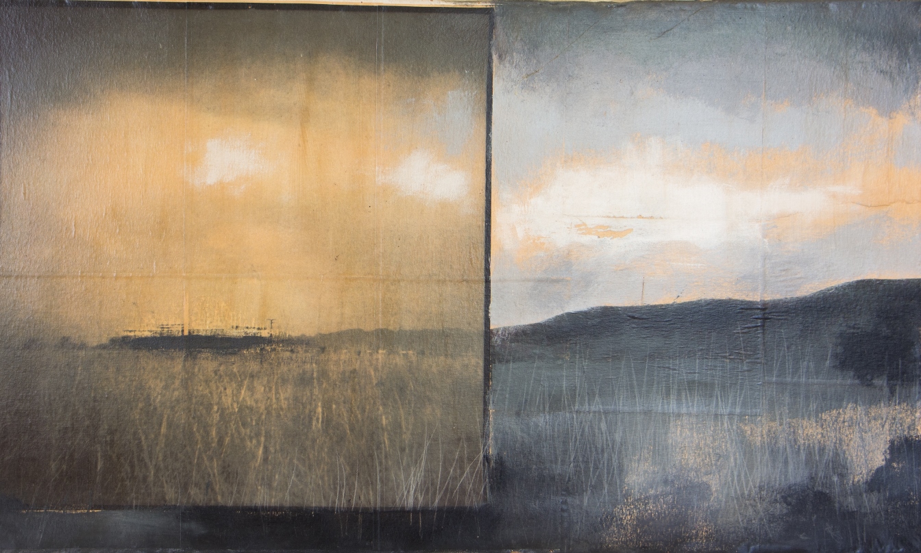Luz e sombra. A tempestade, 2007. Acrílica sobre tela com fotografia e colagem, 120x60cm.