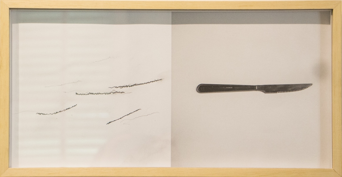 Desenho de objeto VI, impressão e grafite sobre papel, 20 x 40 cm, 2017.